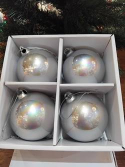 Silver  Shimmering Baubles- Box of 4