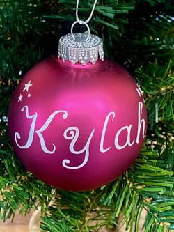 Personalised Glass Bauble - Hot Pink Matte