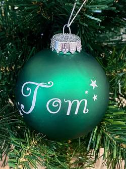 Personalised Glass Bauble - Forest Green Matte