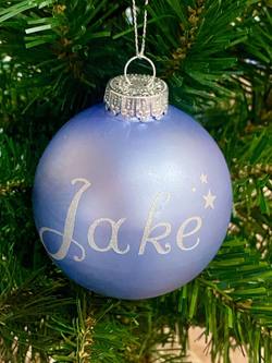 Personalised Glass Bauble - Baby Blue Matte