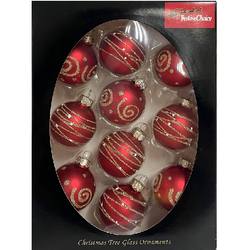 Boxed Glass Baubles - Red 45mm - Set of 10