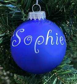 Personalised Glass Bauble - Cobalt Blue Matte