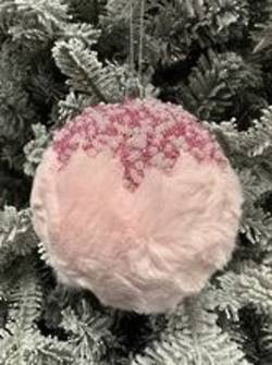 Pink Velvet and Sequin Ball 10cm