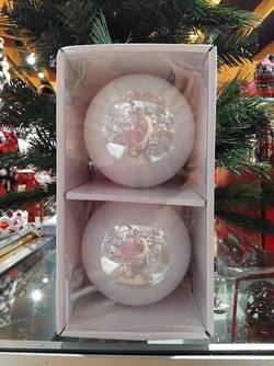 White Shimmering baubles - Box of 2