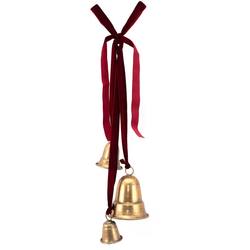 Antique-Look Gold Metal Bells on Velvet Ribbon - Set of 3