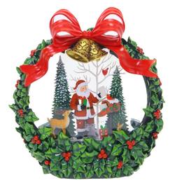 Santa in Wreath Lighted Snow Globe