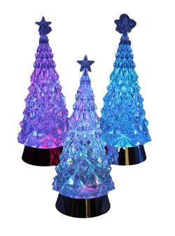 Multi Colour LED Waterglobe Trees 28.5cm - 3 Assorted