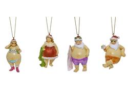 Mr & Mrs Claus Swimming Hanging Ornaments - 4 Assorted