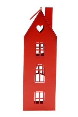 Red Metal House Tea Light Holder - Large