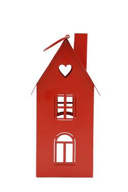 Red Metal House Tea Light Holder - Small