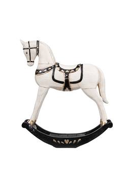 Rocking Horse in White, Black and Gold - Small