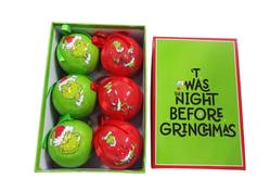 Set of 6 Grinch Baubles in Gift Box