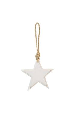 Wooden Star Hanging Decoration - White