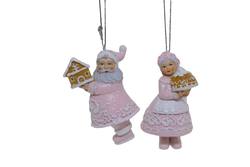 Mr & Mrs Claus Hanging Ornaments - 2 Assorted