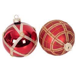 Red and Gold Glass Bauble - 2 Assorted