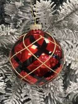 Red/Black/Gold Tartan Ball Hanger