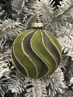 Flocked Green Ball Hanging Ornament