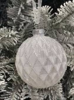 White Glass diamond pattern ball hanger